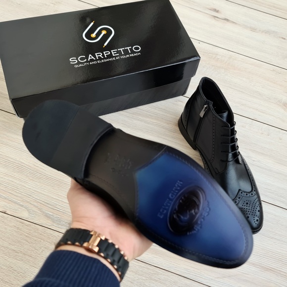 Black Chelsea Leather Derby Boots - Picture 4 of 4